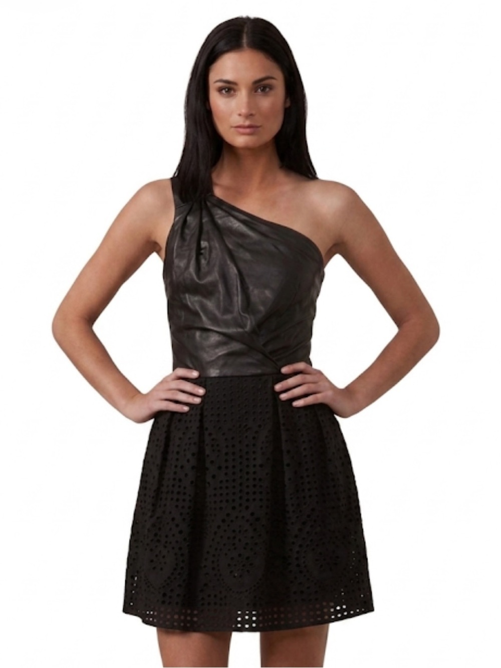 Sachin + Babi | Dresses | Sachin Babi Devon Black One Shoulder Leather Eyelet Mini Dress Size 8 Nwt